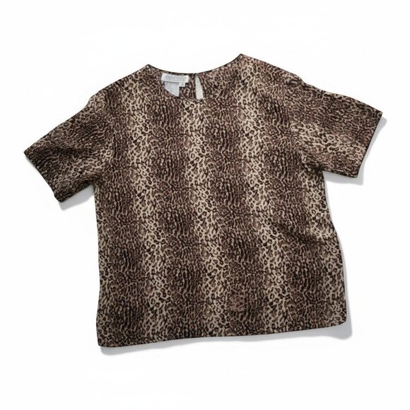 Allison Taylor Leopard Print Short Sleeve Blouse Size S - Picture 1 of 9